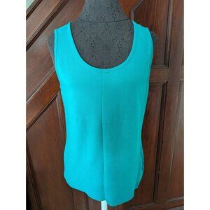Lands End Womens Teal Sleeveless Tank Top M 10-12 Cotton Blend Lightweight Casua